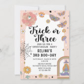 Spooky Ghost Trick oder Drei Halloween 3. Geburtst Einladung (Vorderseite)