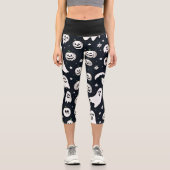 Spooky Ghost und Pumpkin Halloween Capri Leggings (Vorderseite)
