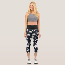 Spooky Ghost und Pumpkin Halloween Capri Leggings