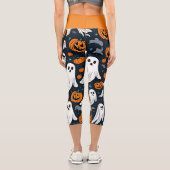 Spooky Ghost und Pumpkin Halloween Capri Leggings (Rückseite)
