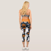Spooky Ghost und Pumpkin Halloween Capri Leggings (Rückseite)