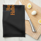 Spooky Ghost with Pumpkin – Happy Halloween Geschirrtuch (Viertel Falte)