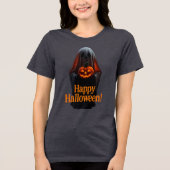Spooky Ghost with Pumpkin – Happy Halloween Tri-Blend Shirt (Vorderseite)