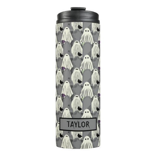Spooky Ghosts and Grabsteins Halloween Thermosbecher (Vorderseite)