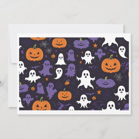 Spooky Ghosts, Pumpkins & Skulls Halloween Wrappi Einladung (Vorderseite)