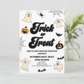 Spooky Ghosts Trick oder Treat Halloween-Party Einladung (Stehend Vorderseite)