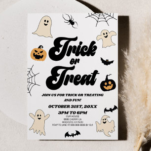 Spooky Ghosts Trick oder Treat Halloween-Party Einladung