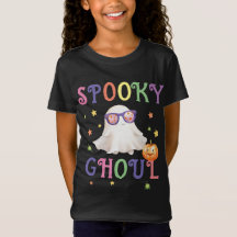 Spooky Ghoul Bright Text Black Girls' T - Shirt