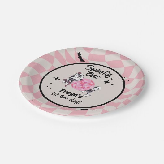 Spooky Ghoul Halloween First Birthday Pappteller (Schrägansicht)