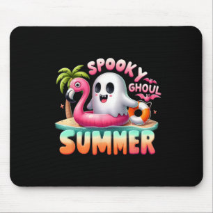 Spooky Ghoul Summer Funny Ghost Flamingo Summer Va Mousepad