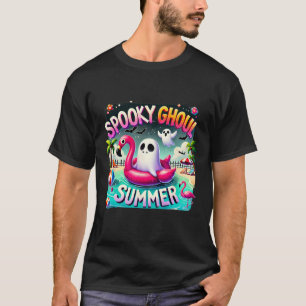 Spooky Ghoul Summer Niedlich Ghost Flamingo Hallo  T-Shirt