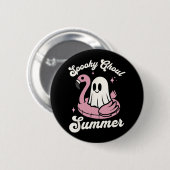 Spooky Ghoul Summer Niedlich Ghost Flamingo Summer Button (Vorne & Hinten)