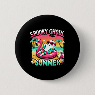 Spooky Ghoul Summer Niedlich Ghost Flamingo Summer Button