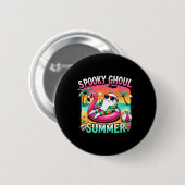 Spooky Ghoul Summer Niedlich Ghost Flamingo Summer Button (Vorne & Hinten)