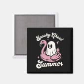 Spooky Ghoul Summer Niedlich Ghost Flamingo Summer Magnet (Vorderseite/Rückseite)