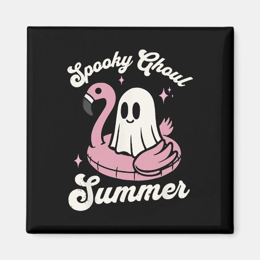Spooky Ghoul Summer Niedlich Ghost Flamingo Summer Magnet (Vorne)
