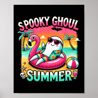 Spooky Ghoul Summer Niedlich Ghost Flamingo Summer Poster