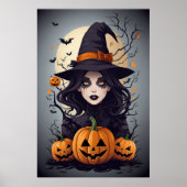Spooky Girl and Pumpkin Carving - Hol dir heute de Poster (Vorne)