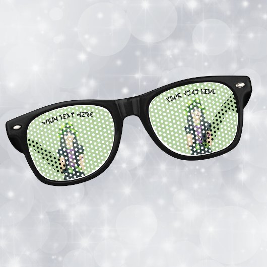 Spooky Girl Green Hat und Haar Black Dress Partybrille