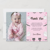 Spooky Girl Halloween Geburtstagsparty Foto Dankeskarte (Vorderseite)