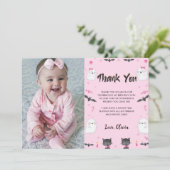 Spooky Girl Halloween Geburtstagsparty Foto Dankeskarte (Stehend Vorderseite)