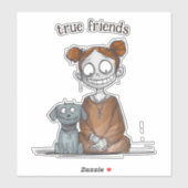 Spooky Girl und ihr Hundefreund Aufkleber (Blatt)