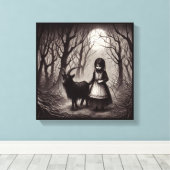 Spooky Girl with Goat Black Phillip Spuk Forest Leinwanddruck (Insitu (Holzboden))