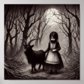 Spooky Girl with Goat Black Phillip Spuk Forest Poster (Vorne)