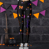 Spooky Girls Halloween Lila Orange & Black Leggings