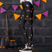 Spooky Girls Halloween Lila Orange & Black Leggings