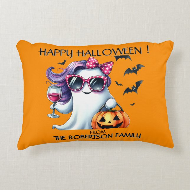 Spooky Girly Ghost Halloween  Dekokissen (Vorderseite)