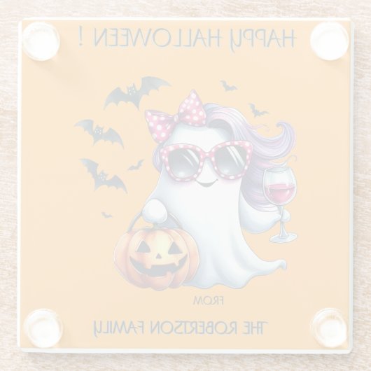 Spooky Girly Ghost Halloween  Glasuntersetzer (Rückseite)