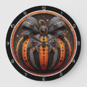 Spooky Glitter Bow Pumpkin Große Wanduhr (Vorderseite)