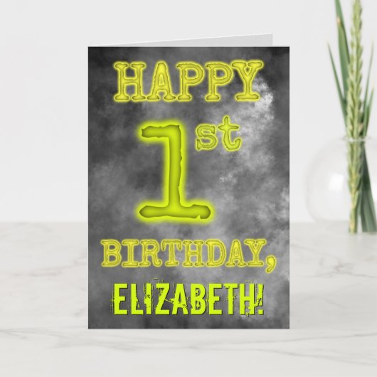 Spooky Glows Aura sehen "GLÜCKLICH 1. GEBURTSTAG" Karte (Vorderseite)
