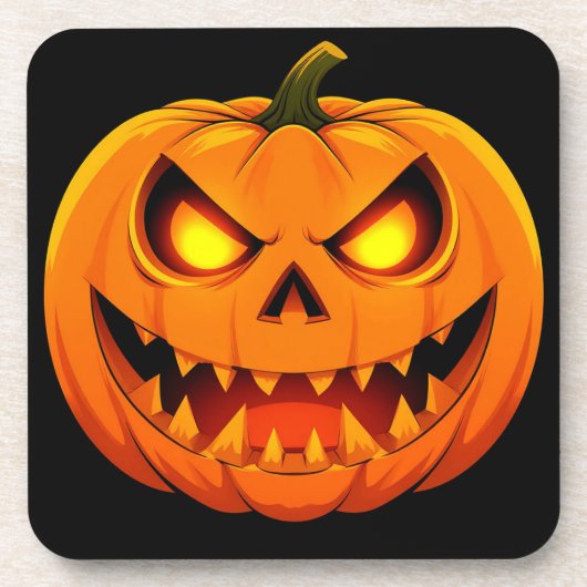 Spooky Glows Halloween Pumpkin Jack-O'-Lantern Getränkeuntersetzer (Vorderseite)