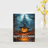 Spooky Glows Halloween Pumpkin Karte (Gelbe Blume)