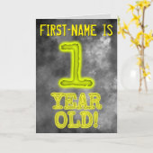 Spooky glühende Aura aussehen "1 JAHR ALT!" + Name Karte (Gelbe Blume)