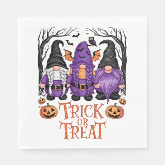 Spooky Gnomes Black Goth Hexe Gnome Halloween Serviette (Vorderseite)