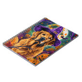 Spooky Golden Retriever Halloween Hexenkürbis Notizblock (Linke Seite)