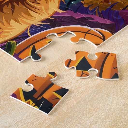 Spooky Golden Retriever Halloween Hexenkürbis Puzzle (Seite)