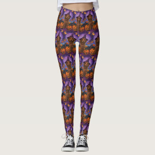 Spooky Goldendoodle Hund Halloween Hexenkürbis Leggings
