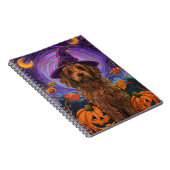 Spooky Goldendoodle Hund Halloween Hexenkürbis Notizblock (Rechte Seite)