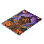 Spooky Goldendoodle Hund Halloween Hexenkürbis Notizblock (Linke Seite)