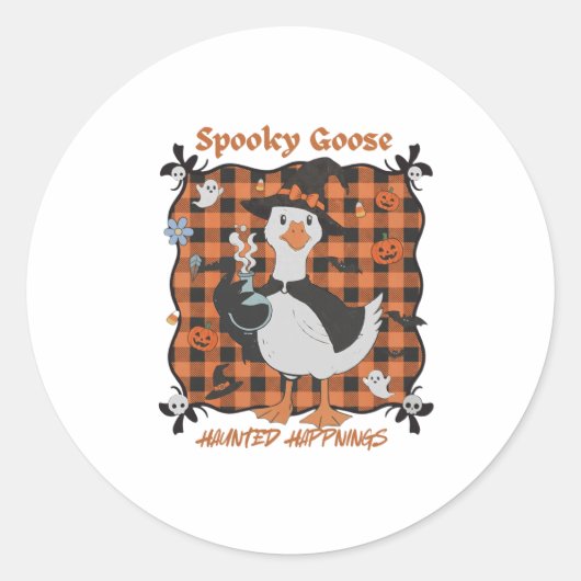 Spooky Goose Halloween Design Fall Decor Funny Com Runder Aufkleber (Vorderseite)