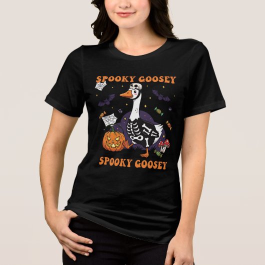 Spooky Goosey Halloween-T - Shirt | Funny Skeleton (Vorderseite)