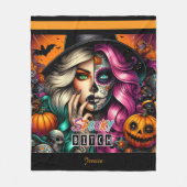 Spooky Goth Girl Halloween Fleecedecke (Vorderseite)