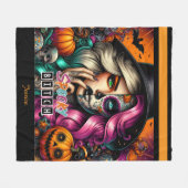 Spooky Goth Girl Halloween Fleecedecke (Vorderseite (Horizontal))