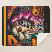 Spooky Goth Girl Halloween Sherpadecke (Vorderseite (Horizontal))
