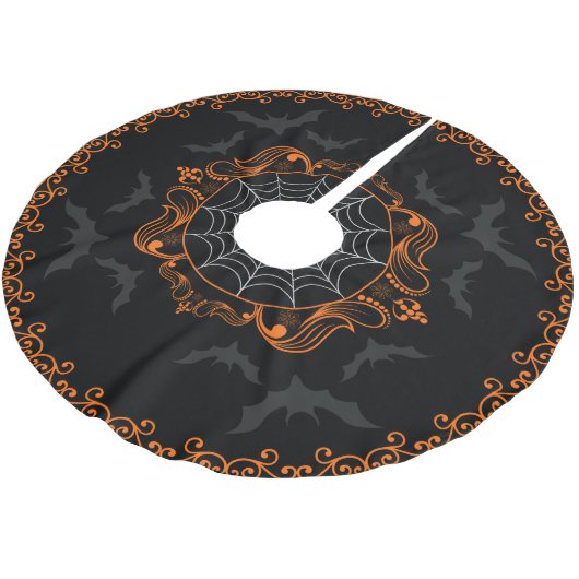 Spooky Goth Holiday Tree Skirt Polyester Weihnachtsbaumdecke (Schrägansicht)