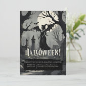 Spooky Gothic Adult Costume & Cocktail Halloween Einladung (Stehend Vorderseite)